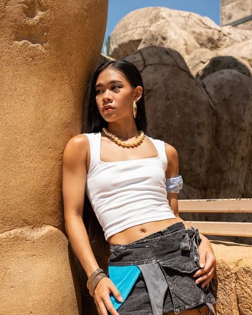 Guest posing for photo at Ancient Egypt zone in Universal Studios Singapore