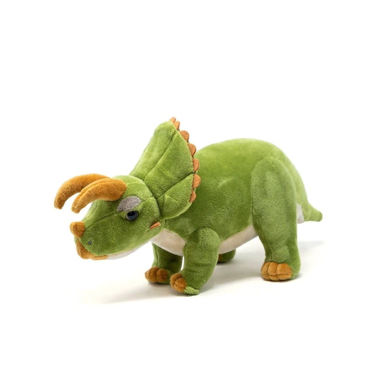 Browse a selection of exclusive dinosaur merchandise and collectibles from Japan available for purchase at the DINOSAUR ODYSSEY Activation Area - including this Triceratops plush.