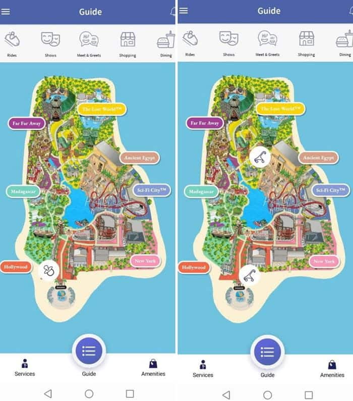Universal Studios Singapore mobile app screenshots