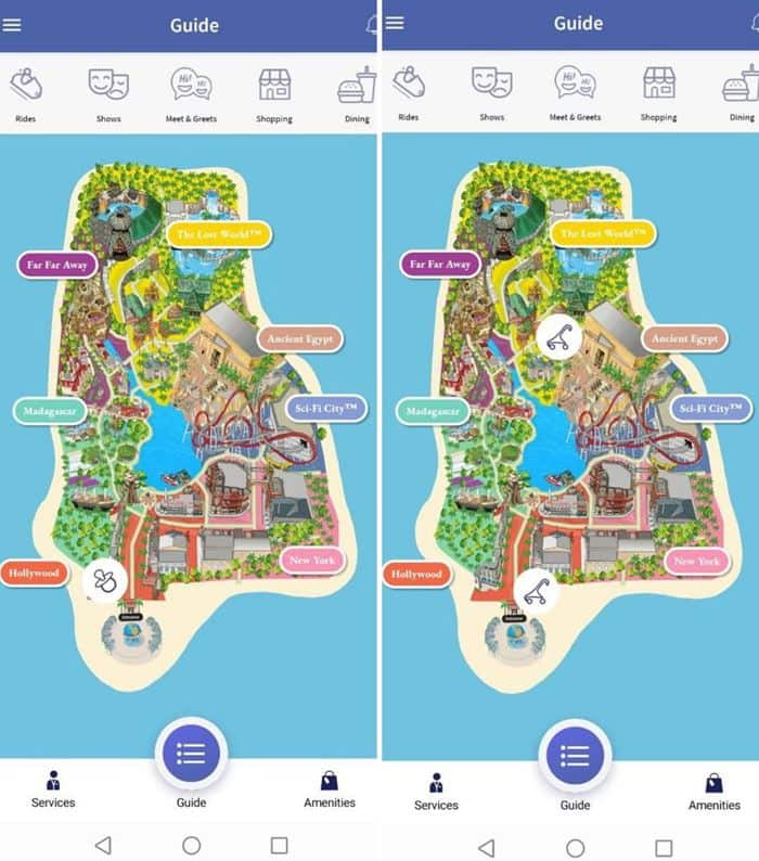 Universal Studios Singapore mobile app screenshots