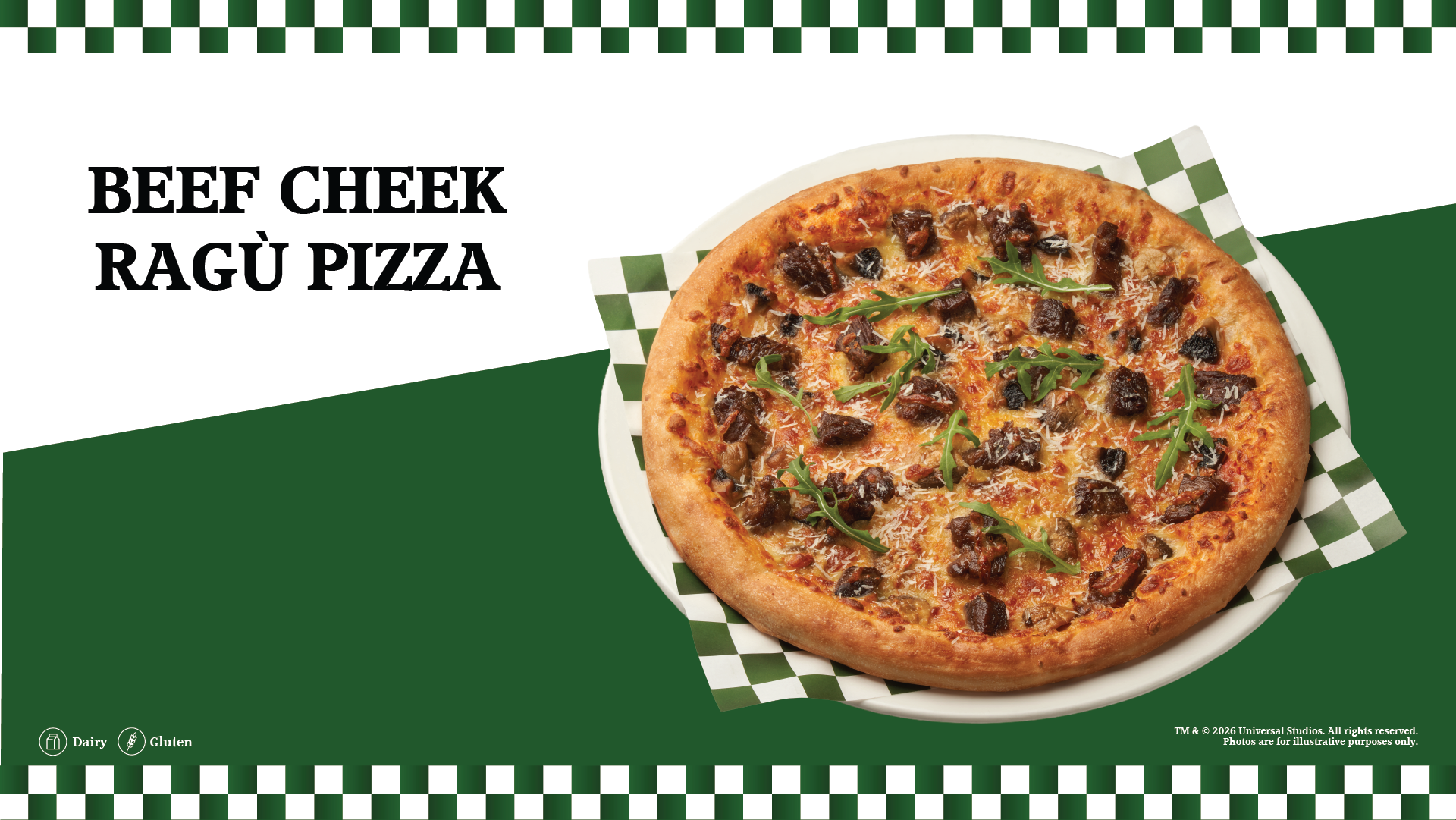 New menu available at Loui's NY Pizza Parlor™ in Universal Studios Singapore, including the Beef Cheek Ragu Pizza.