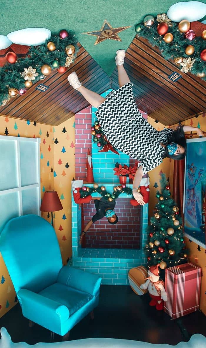 Upturned house of Mr. Tinsel Turvy at USS