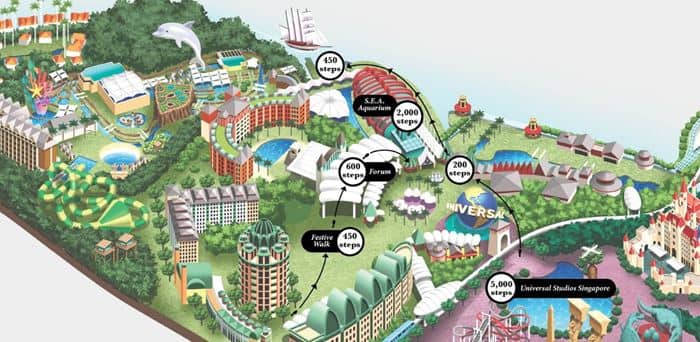 Map to get 10,000 steps in Resorts World Sentosa