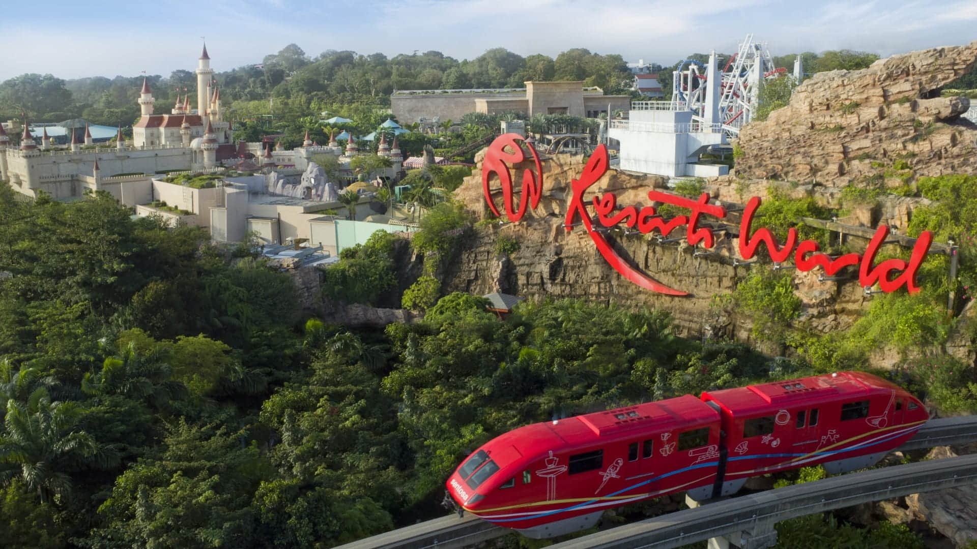 View of Resorts World Sentosa and monorail