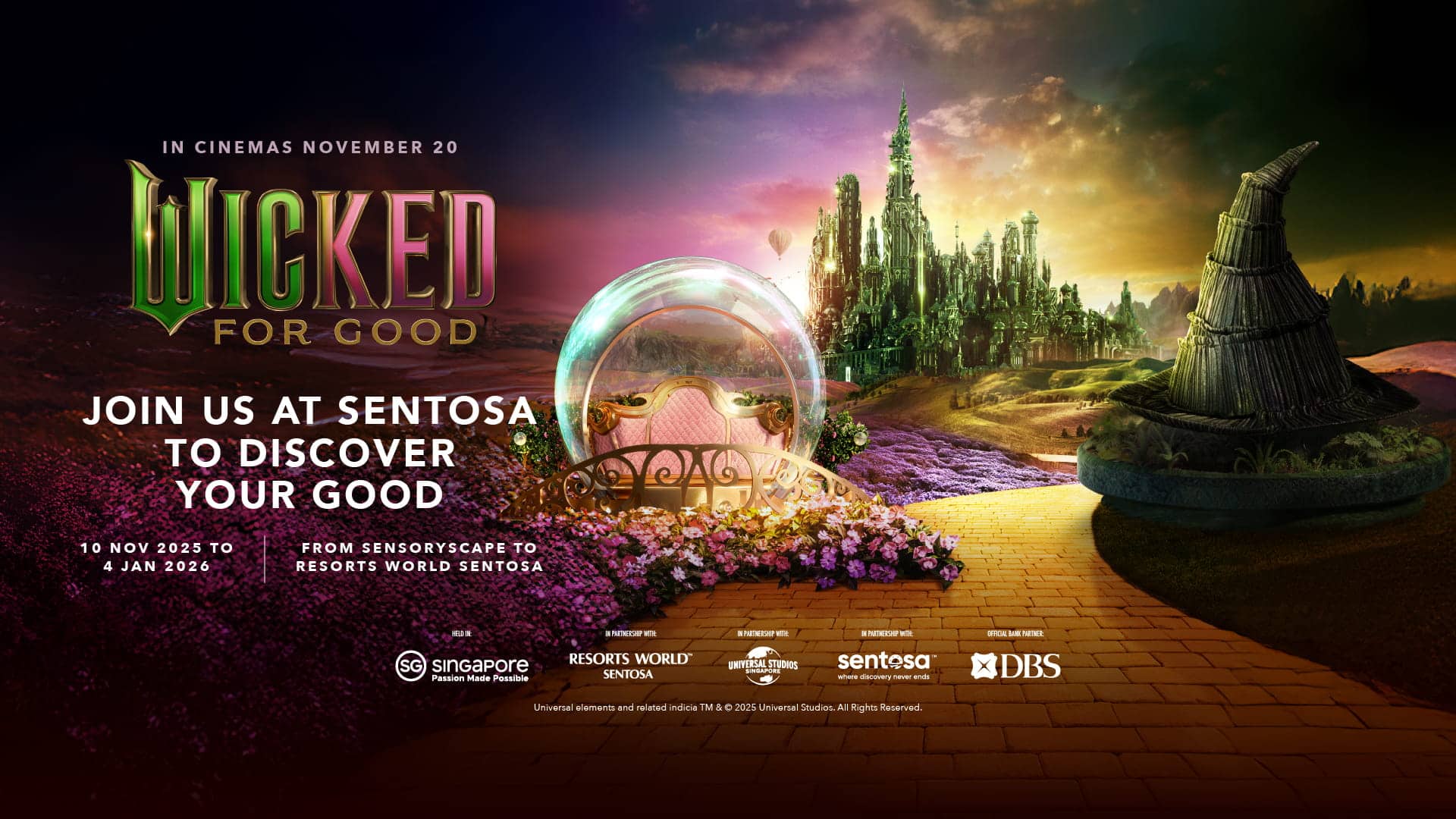 Sentosa Invites Guests to ‘Discover Your Good’ in Celebration of Highly Anticipated Film from Universal Pictures, Wicked: For Good